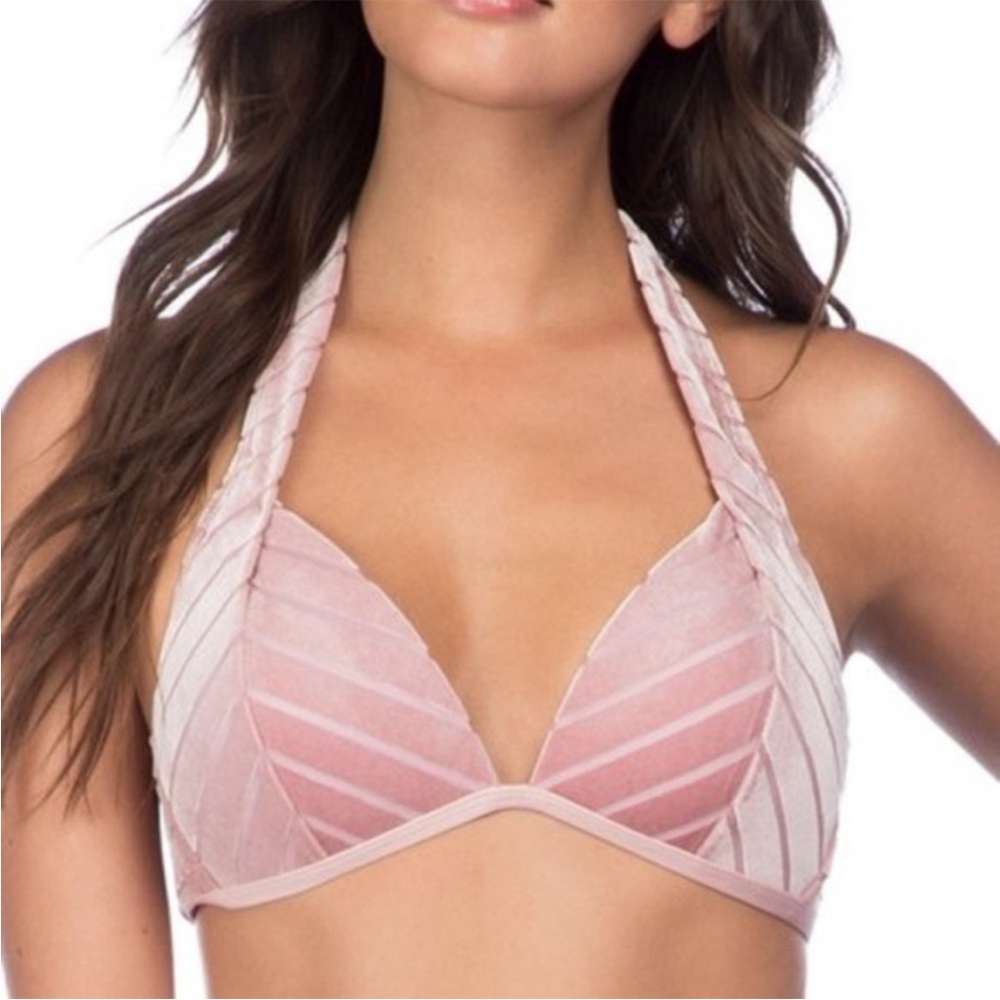 Kenneth Cole pink velvet triangle bikini top size 32B/C